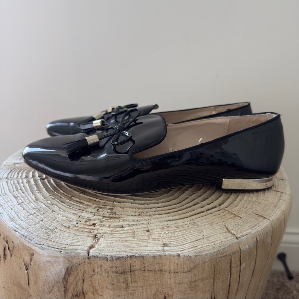 Zara Moccasin Black Patent Loafers with Tassels 7.5 US/38 EU - Picture 9 of 12